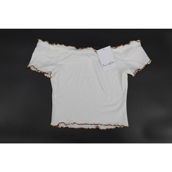 NWT Love Fire white stretchy off‎ the shoulder crop top small - Picture 4 of 7